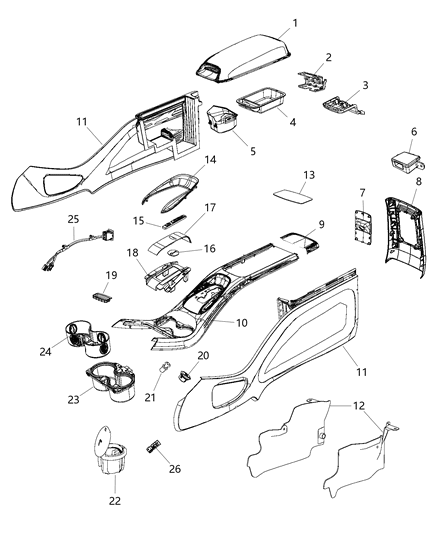 Housing Console Shifter Diagram for 68105622AA