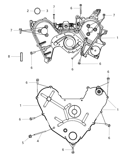 1996 Dodge Grand Caravan Cover Timing Case Diagram for 4892265AB