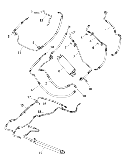 Hose Power Steering Return Diagram for 68078545AC