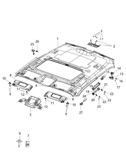 Clip Z - Axis Grab Handle Attach Diagram for 68045964AA