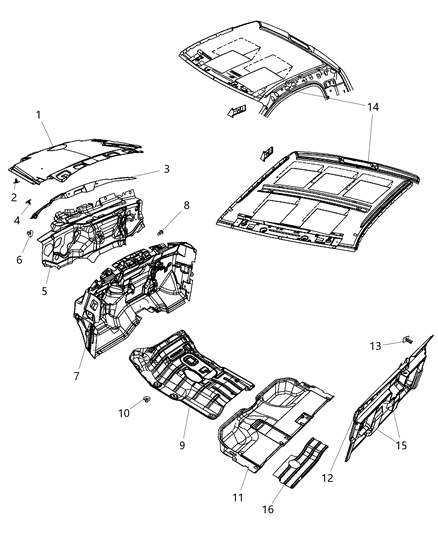 Insulation Dash Panel Under Instrument Panel Diagram for 55361567AD