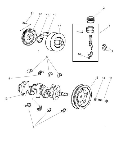 2003 Dodge Grand Caravan Ring Set, Piston Standard For Complete Engine Diagram for 4773023