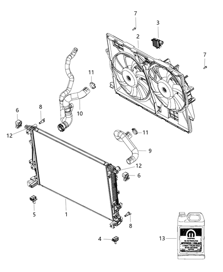 Hose And Clamp Radiator Outlet Diagram for 68359146AA