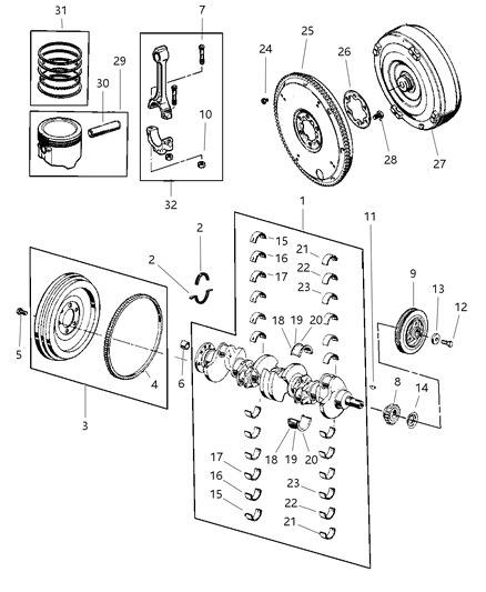 Damper Crankshaft Diagram for 33002920AB