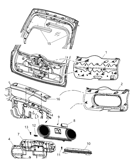 Panel Liftgate Trim With Speakers Diagram for 1AZ48XDVAD