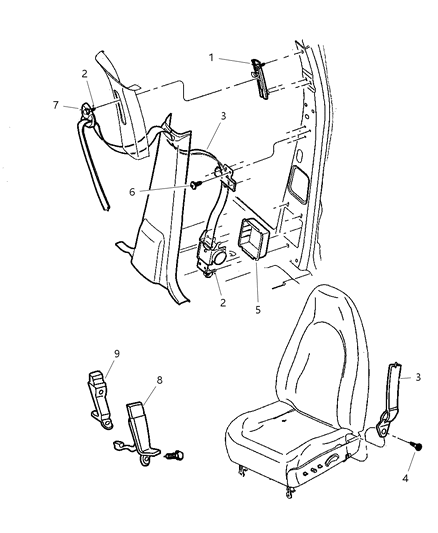 Seat Belt Front Inner Diagram for 5GK301K5AB
