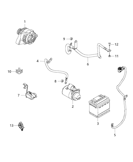 Wiring Battery Positive Diagram for 68254776AA