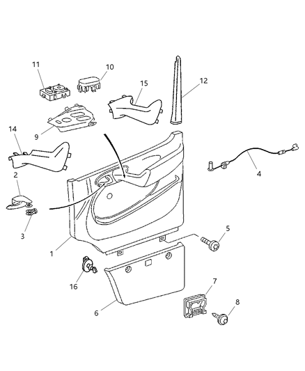 2015 Ram ProMaster 3500 Panel Front Door Trim Diagram for 5104344AA
