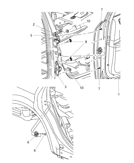 Hinge Rear Door Upper Diagram for 4575751AA