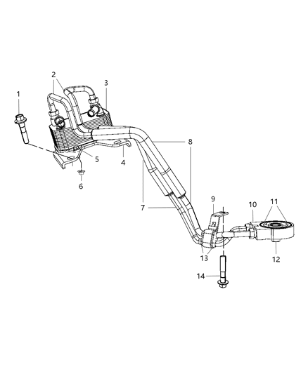 2010 Dodge Avenger Bracket Oil Cooler Diagram for 68046549AA