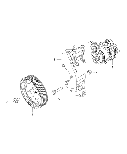 Pulley Power Steering Pump Diagram for 68221185AA
