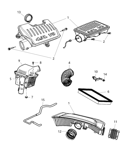 1997 Jeep Grand Cherokee Body Air Cleaner Diagram for 5159169AA