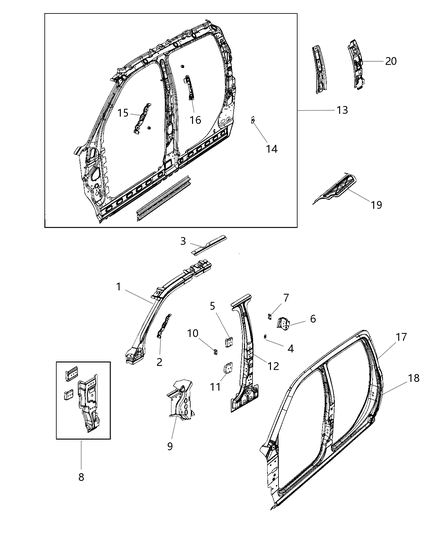 2010 Jeep Patriot Baffle C Pillar Diagram for 55372487AC