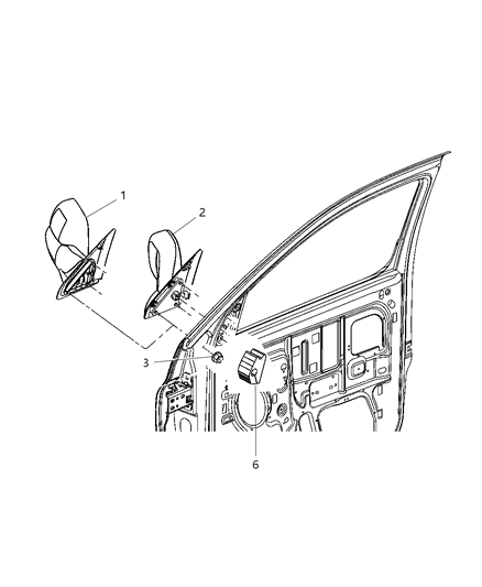 Mirror Outside Rearview Power Diagram for 55077444AH