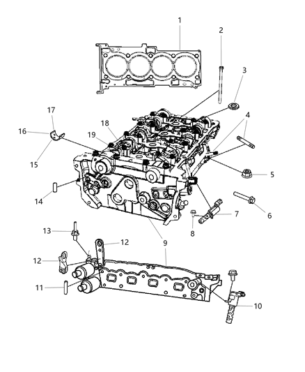 Head Package Engine Cylinder See Note Diagram for 68011565AA