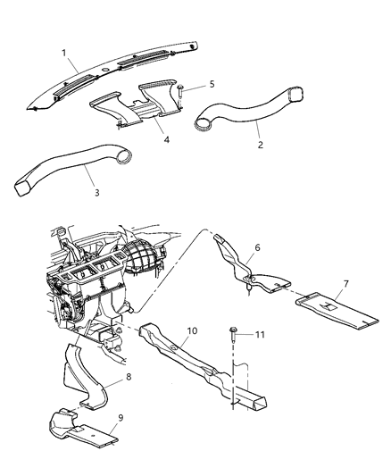 Duct Floor Console Diagram for 4595867AA