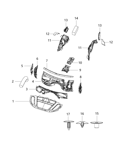 Stuffer Fender Door Jam Area, Behind Hinges Diagram for 68084037AC