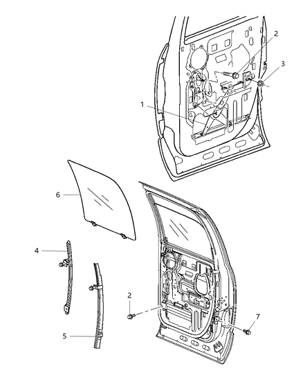 2004 Dodge Ram 1500 Glass Rear Door Diagram for 55276108AB