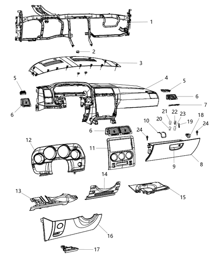 Panel Instrument Panel Diagram for 1NT30XDVAB