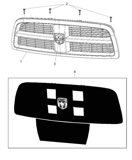 2007 Dodge Sprinter 3500 Grille Radiator Diagram for 1VV19TZZAA