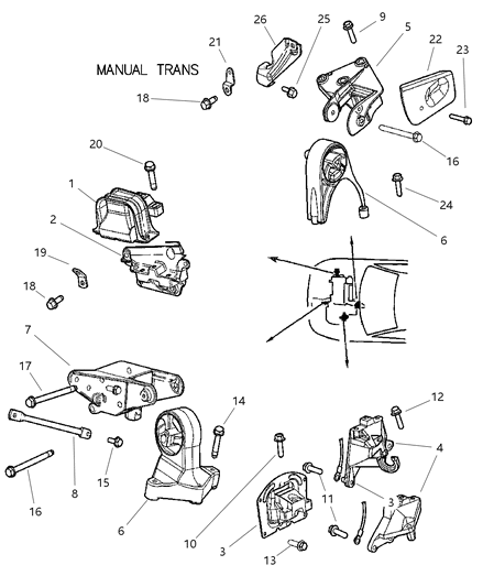 Module Engine Support Diagram for 4593383AA