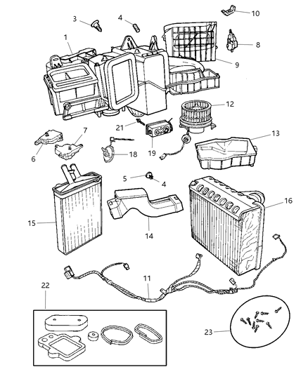 1998 Dodge Durango Evaporator Kit A/C Diagram for 5093737AB
