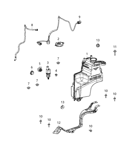 Reservoir Windshield Washer Bottle Only Diagram for 68456243AA