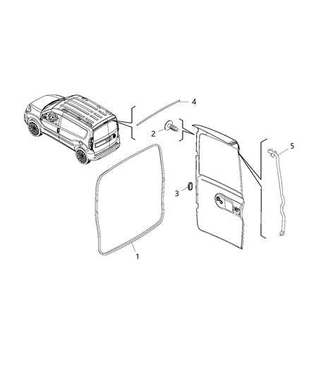 Weatherstrip Cargo Door Diagram for 68340426AA