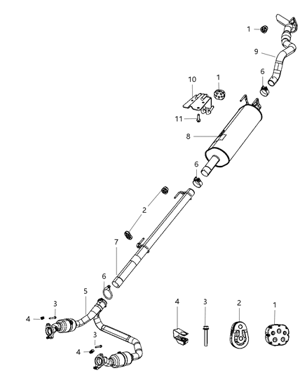 1992 Chrysler Imperial Muffler Exhaust Diagram for 52103510AH