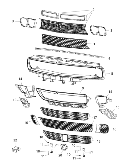 Grille Radiator Diagram for 5LC47RXFAC