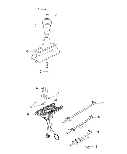 Rod Gear Shift Control Transfer Case Diagram for 68240338AA