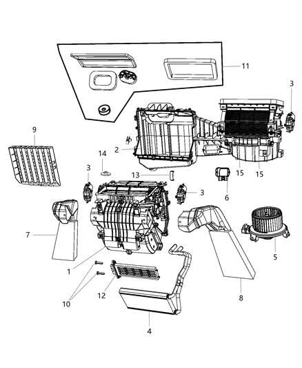 1984 Dodge D350 Housing A/C And Heater: Doors, Upper & Lower Housing Diagram for 68232367AA