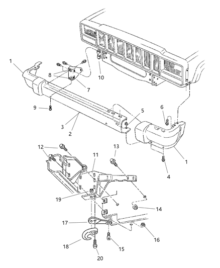 2014 Chrysler 300 End Cap Bumper Diagram for 5DY00PR4AC