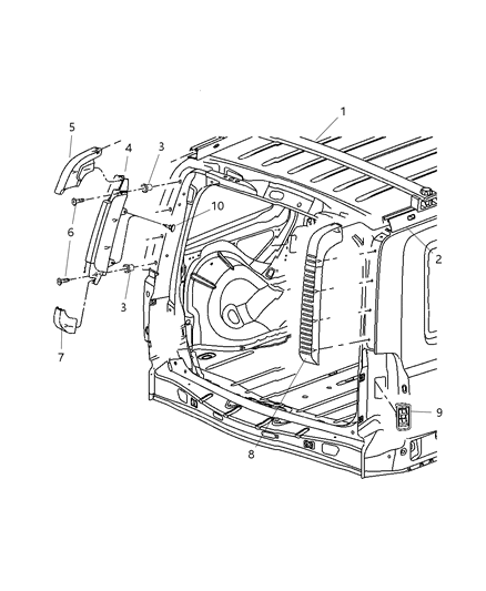 Rail Roof Diagram for 55396646AD