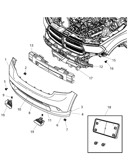 Bracket Front Bumper Diagram for 55079225AB
