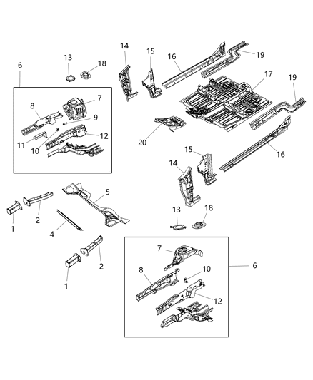 Reinforcement Floor Pan Center Diagram for 68084434AB