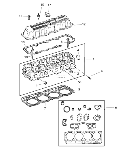 1988 Dodge D150 Stud Double Ended Cylinder Head Mounting Diagram for 6036162AA