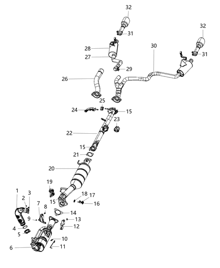 1985 Dodge Ramcharger Tailpipe Exhaust Isolators Only Serviced With Tailpipe Diagram for 68268212AE