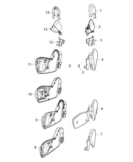 2016 Chrysler 300 Shield Seat Outboard Diagram for 1XT68DX9AE