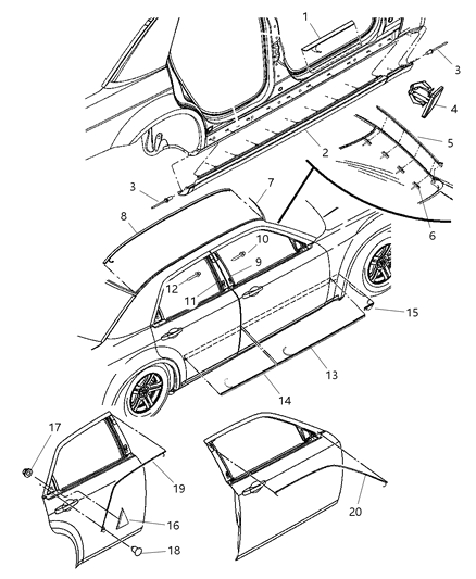 Applique Front Door Diagram for 4806302AA