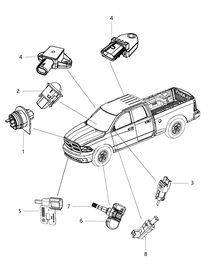 Sensor Brake Pedal Brake Lamp Switch Diagram for 68078700AC