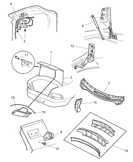 Cover Deck Lid Latch Diagram for 4880195AB