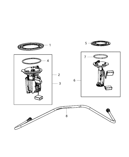 2004 Chrysler Town & Country Ring Lock Fuel Module Locking Ring Diagram for 55366299AA