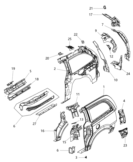 Extension D Pillar Lower Diagram for 5109568AB