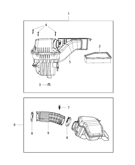 2017 Chrysler Pacifica Clamp Air Cleaner Duct Diagram for 6512072AA