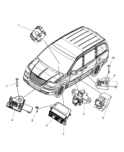 Sensor Steering Angle / Clockspring Assembly Diagram for 56046497AA