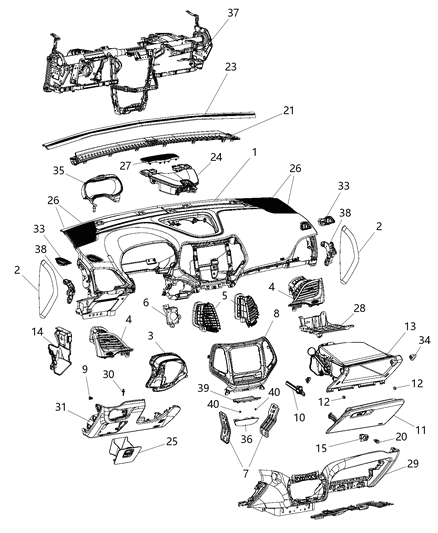 Door Glove Box Diagram for 1UH81DX9AA