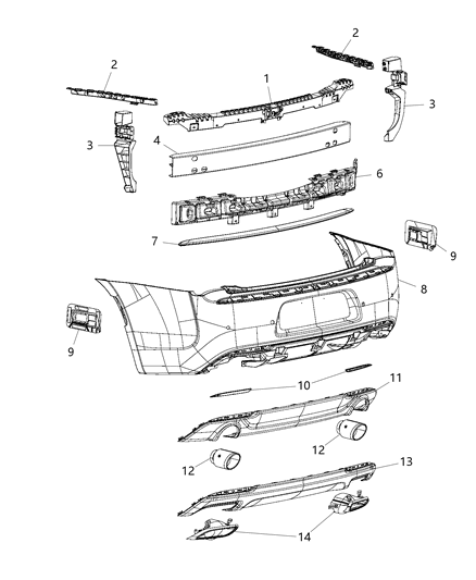 Exhaust Tip Tailpipe Diagram for 68305395AB