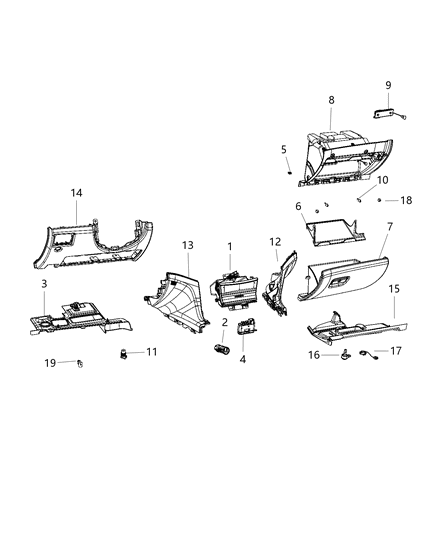 2010 Jeep Commander Media Center Hub Side USB Portion Auxiliary Diagram for 68323663AE