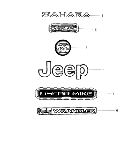 Nameplate Front Fender Anniversary Edition Diagram for 68506268AB